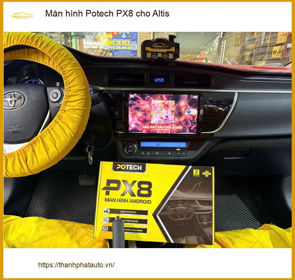 Chị Phương lắp Màn hình Potech PX8 cho Altis ở Bình Tân thay màn hình cũ