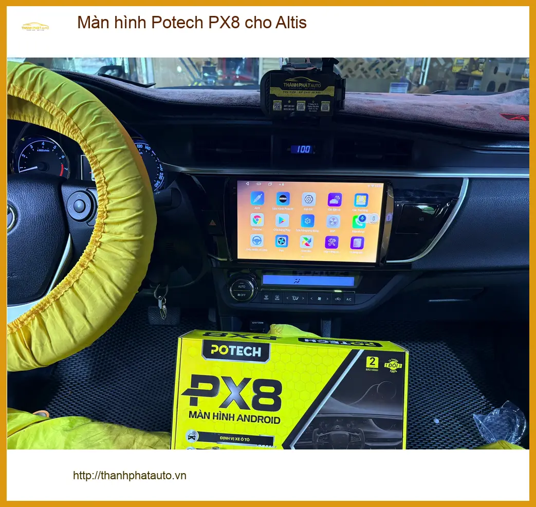Chị Bích lắp màn hình Potech PX8 cho Altis ở Củ Chi sau khi màn zin bị lỗi
