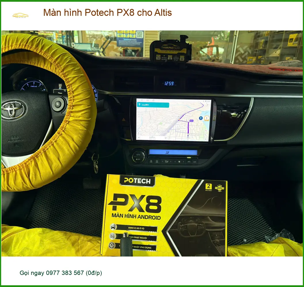 Chú Tùng lắp màn hình Potech PX8 cho Altis tại Hóc Môn để nâng tầm giải trí