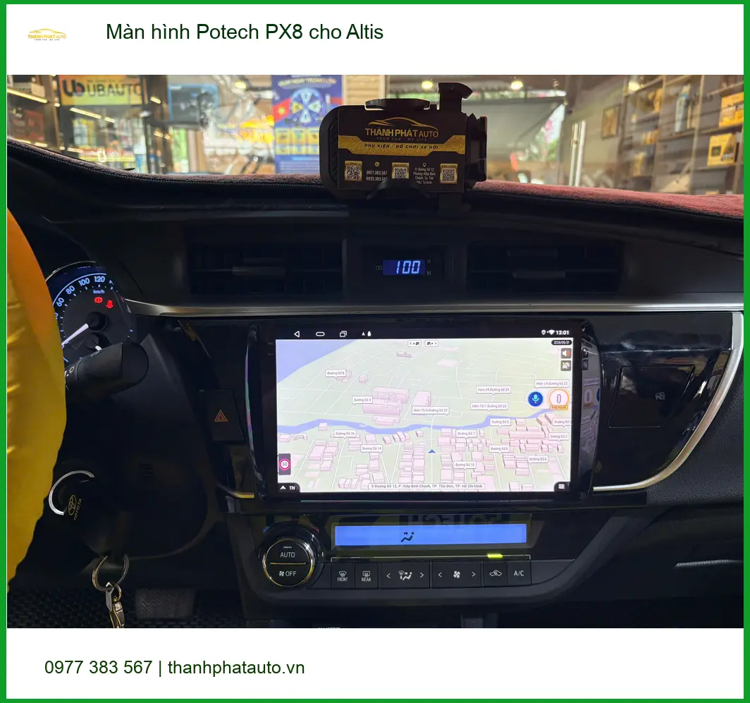 Chị Lan Anh gắn màn hình Potech PX8 cho Altis tại Bình Chánh để có giải trí ảnh thực tế 2