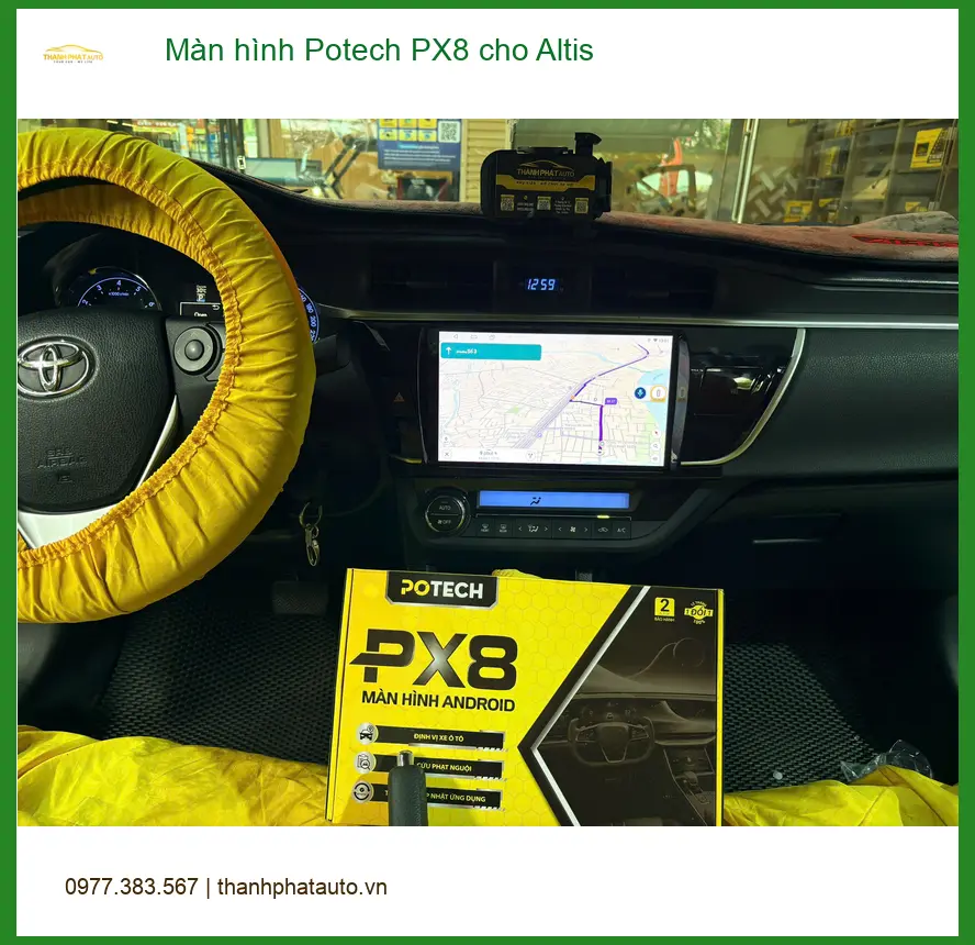 Chị Lan Anh gắn màn hình Potech PX8 cho Altis tại Bình Chánh để có giải trí ảnh thực tế 3