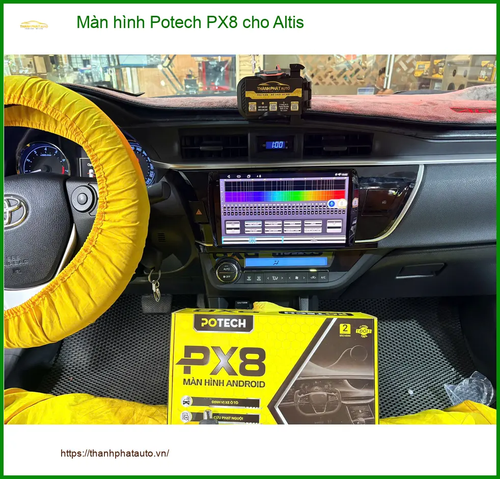 Chị Lan Anh gắn màn hình Potech PX8 cho Altis tại Bình Chánh để có giải trí ảnh thực tế 4