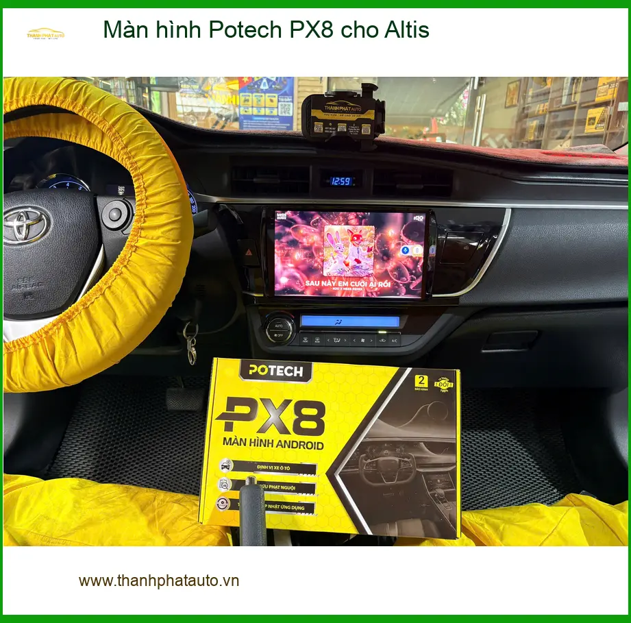 Chị Lan Anh gắn màn hình Potech PX8 cho Altis tại Bình Chánh để có giải trí ảnh thực tế 5