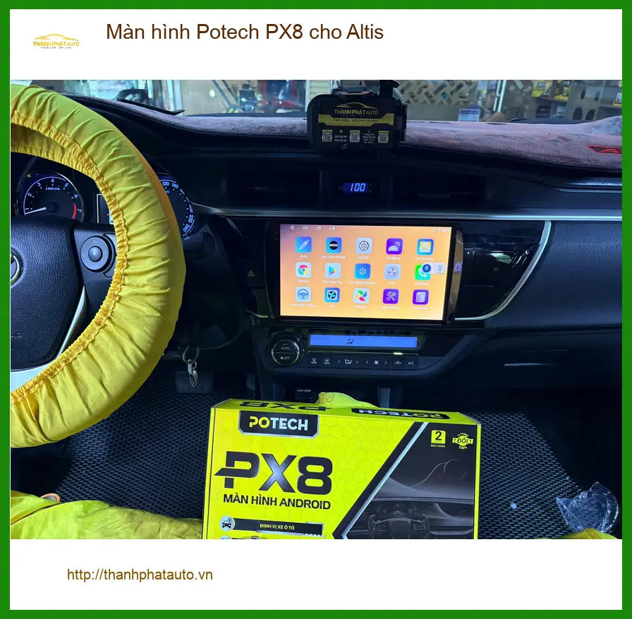 Chú Hưng lắp màn hình Potech PX8 cho Altis tại Quận 9 để dễ dàng dẫn đường và giải trí