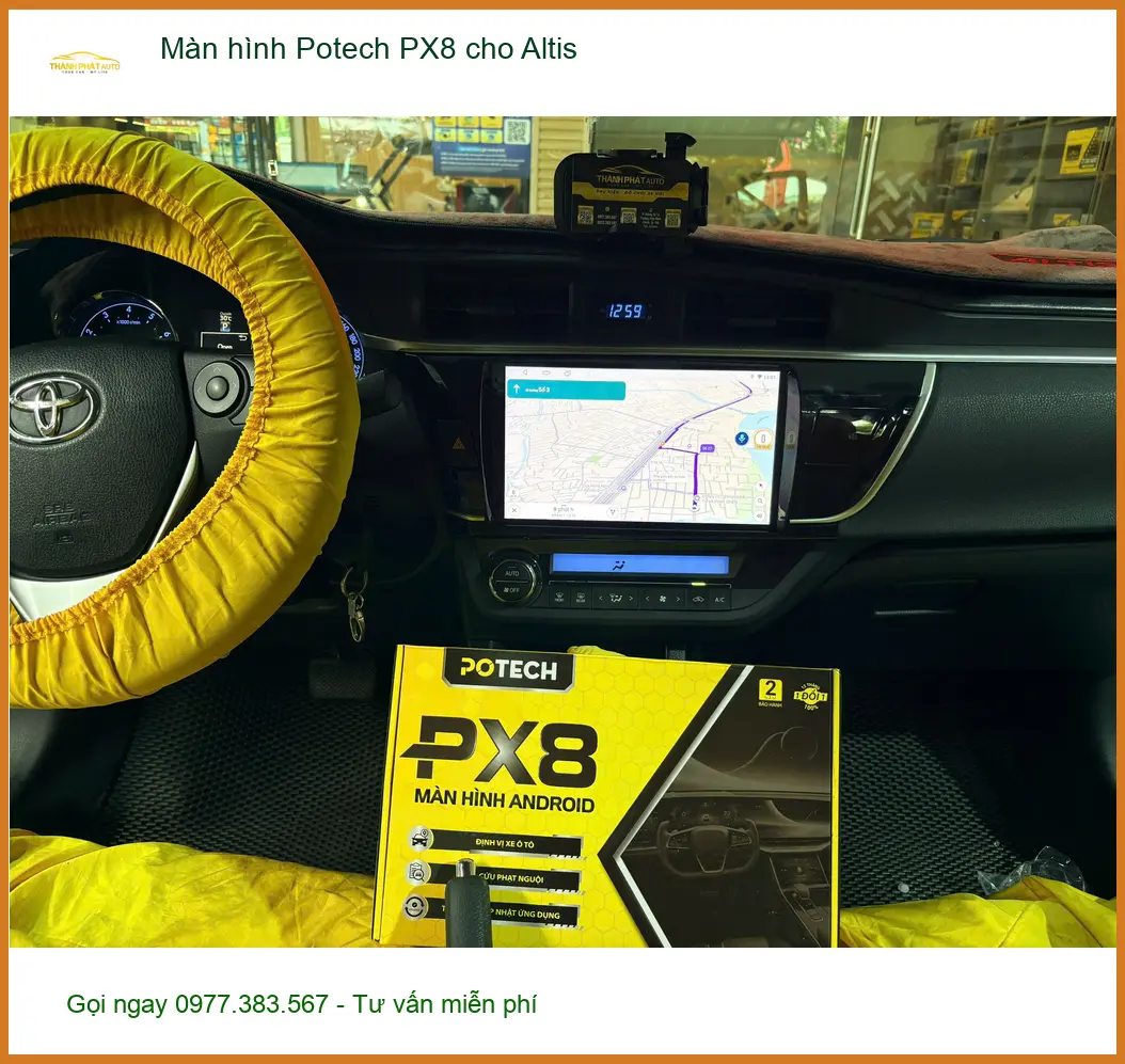 Chú Hưng lắp màn hình Potech PX8 cho Altis tại Quận 9 để dễ dàng dẫn đường và giải trí ảnh thực tế 4