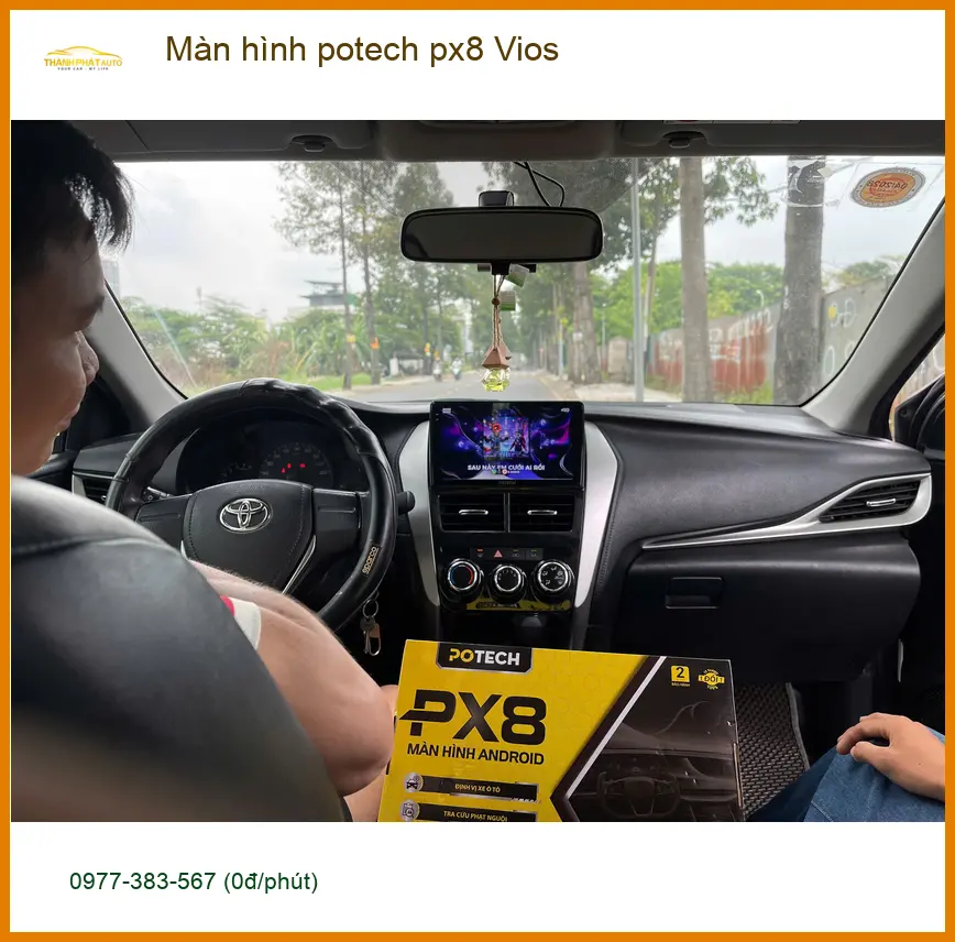 Chị Mai Anh lắp Màn hình Potech PX8 cho Vios tại Quận 4 vì màn zin cũ.