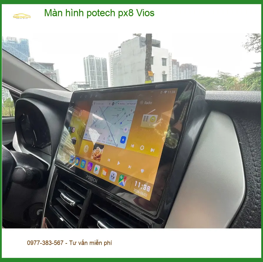 Chú Ba nâng cấp màn hình Potech PX8 cho Vios tại Quận 7 vì màn zin đã lỗi thời