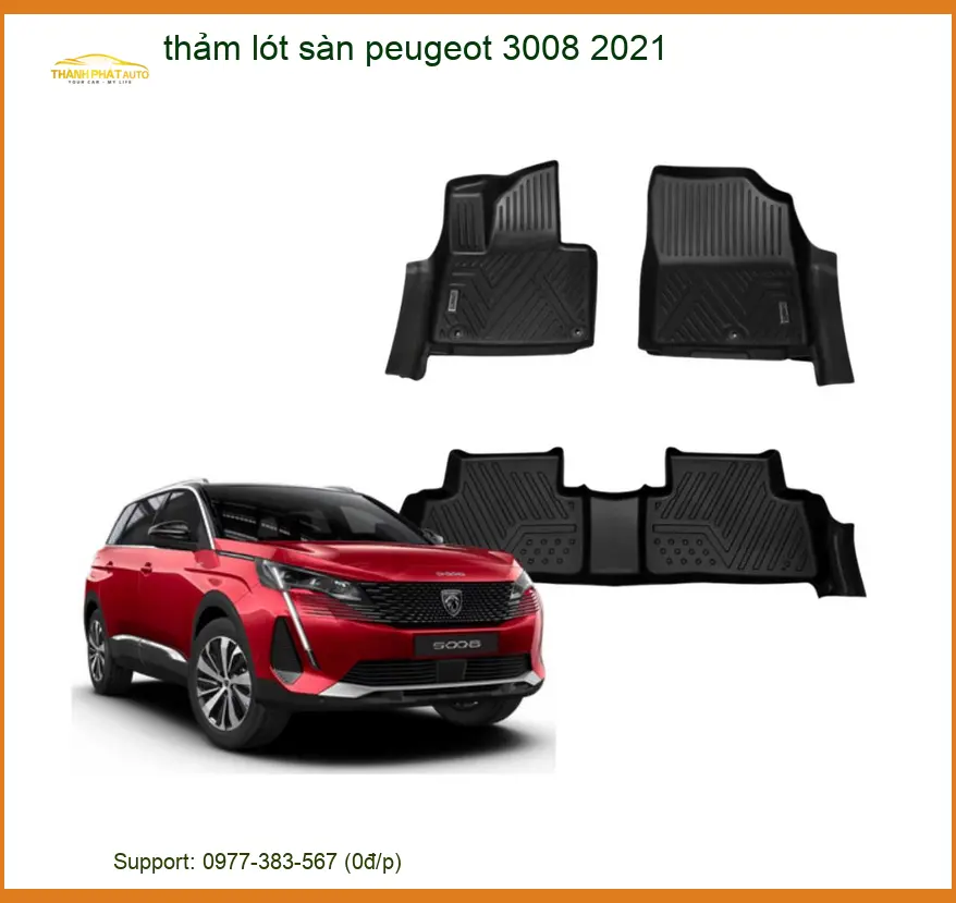 Thảm Lót Sàn Peugeot 3008 2021 | Trung Tâm Lắp Đặt Chính Hãng TPHCM