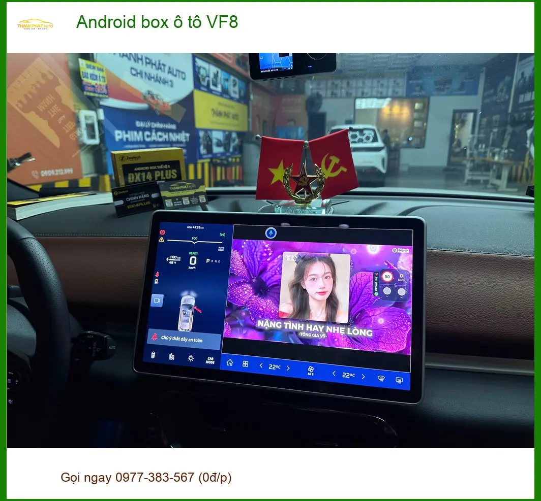 Chị Mai lắp Android box ô tô cho VF8 tại Gò Vấp để có giải trí đa dạng. ảnh thực tế 4