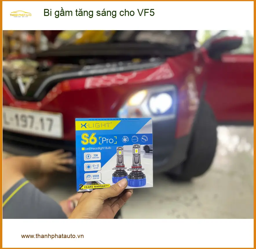 Anh Khải lắp bi gầm tăng sáng VinFast VF5 ở Quận Tân Phú ảnh thực tế 2