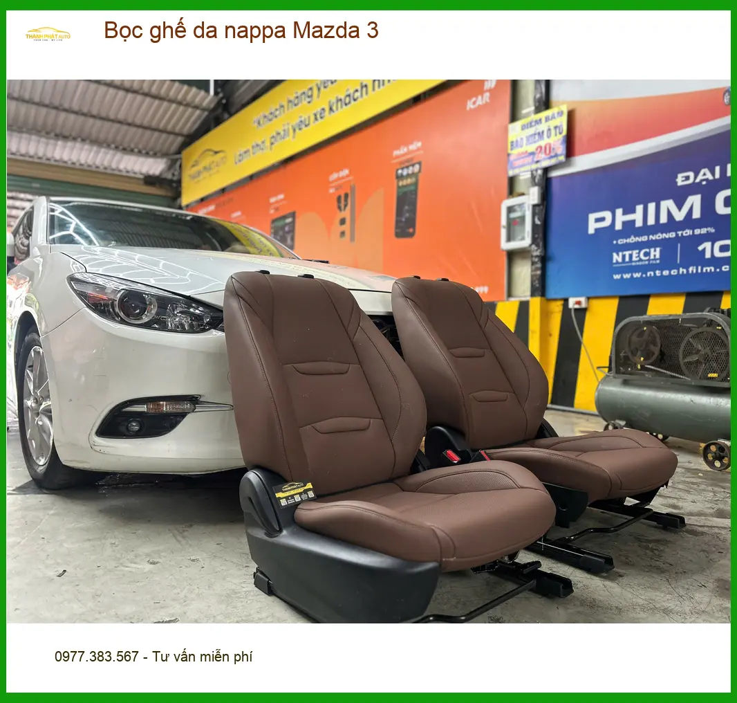 Anh Quang bọc ghế da nappa Mazda 3 tại Hóc Môn để nâng tầm nội thất và dễ dàng vệ sinh ảnh thực tế 2