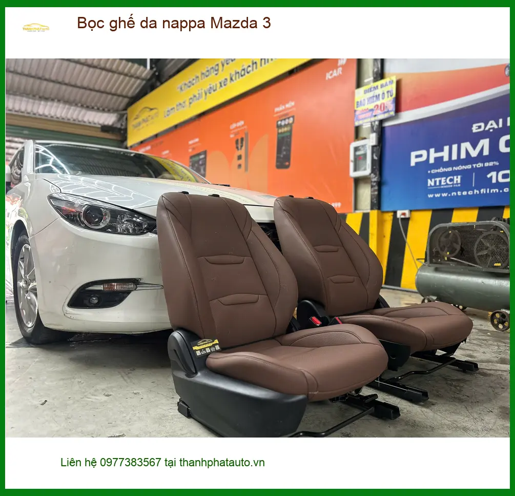 Chú Hùng Cường bọc ghế da Nappa Mazda 3 Quận 12 để nội thất sang trọng hơn ảnh thực tế 3