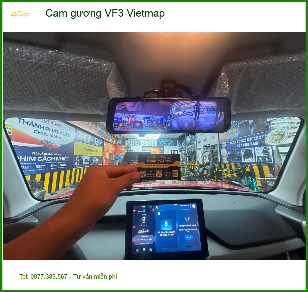 Chị Thuý lắp camera gương Vietmap cho VinFast VF3 tại Quận 2 để tiện quan sát ảnh thực tế 2
