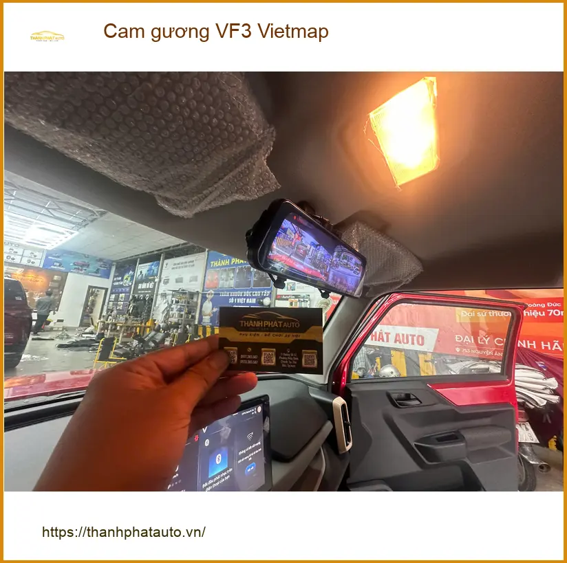 Anh Khôi lắp cam gương Vietmap cho VinFast VF3 tại Quận Thủ Đức vì hay đi đường đông ảnh thực tế 2