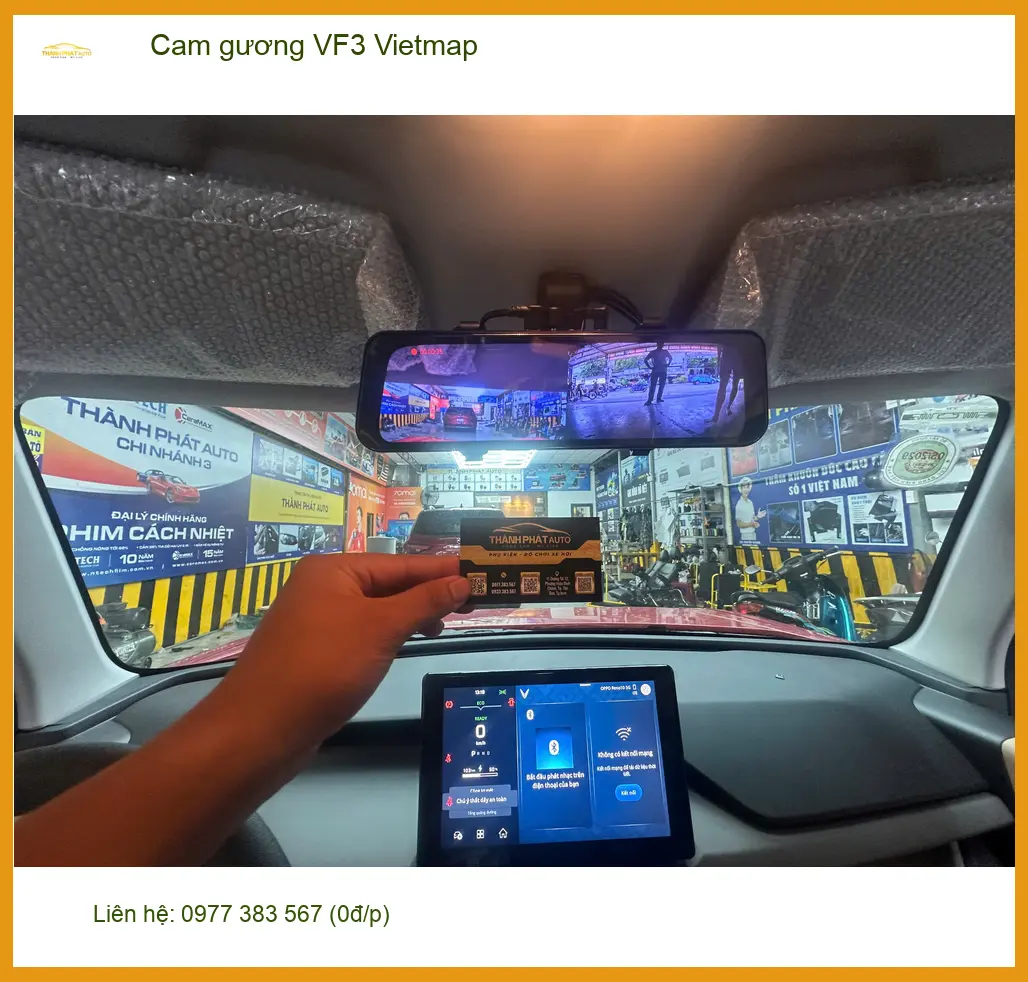 Anh Nhật lắp cam gương Vietmap cho VinFast VF3 tại Củ Chi để an tâm di chuyển