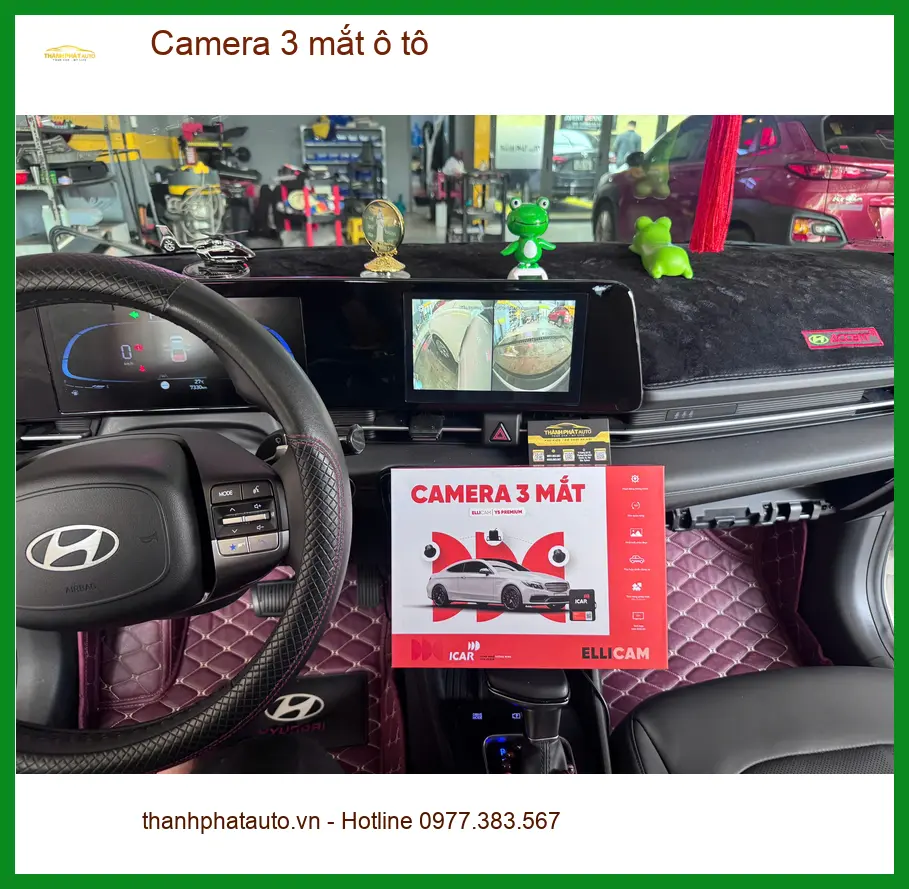 Anh Tùng lắp camera 3 mắt ô tô cho Hyundai Santa Fe tại Hóc Môn để tăng cường an toàn khi di chuyển ảnh thực tế 2
