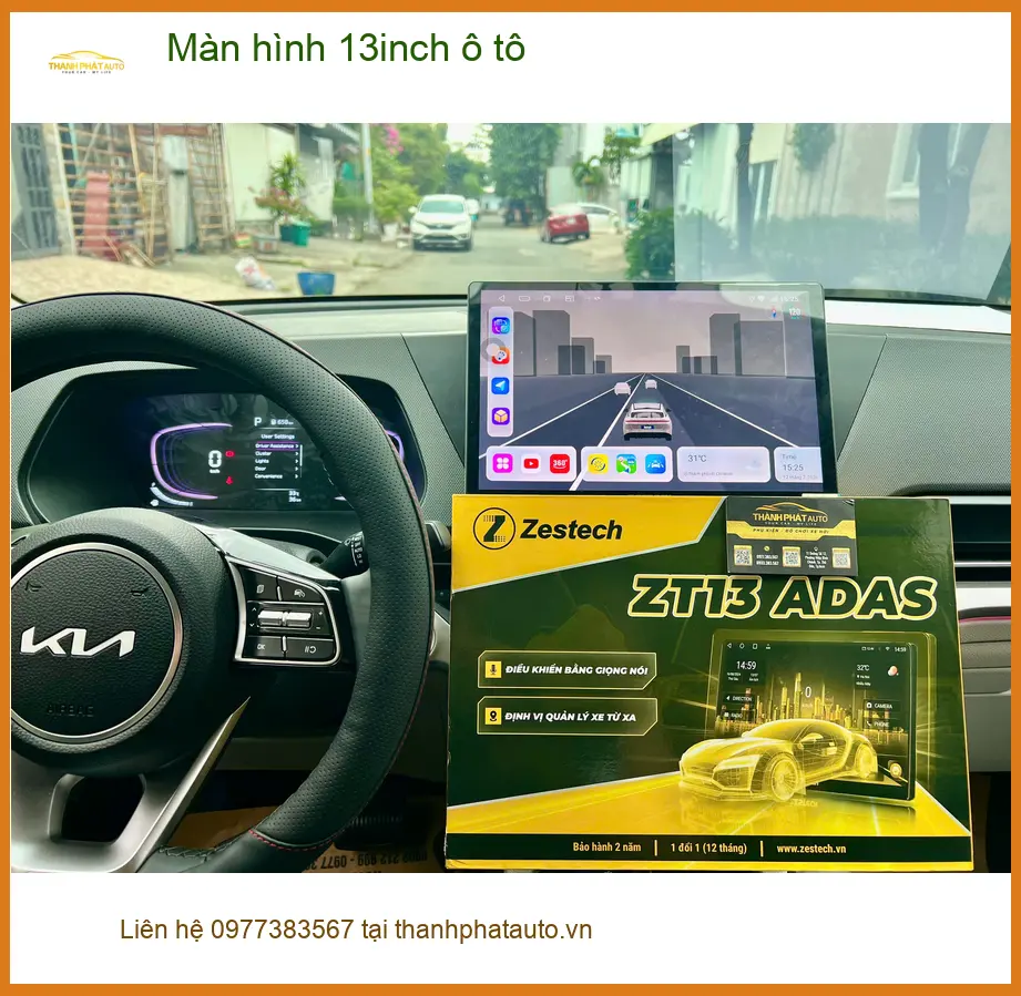 Chị Thuỷ lắp màn hình 13inch ô tô Hyundai Santa Fe ở Quận Thủ Đức ảnh thực tế 3