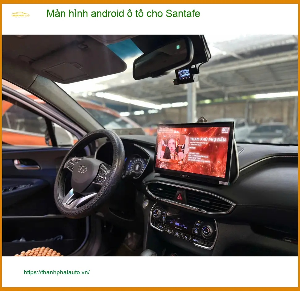 Anh Khải lắp màn hình Android ô tô cho Santafe tại Quận 1 để giải trí trên xe ảnh thực tế 4