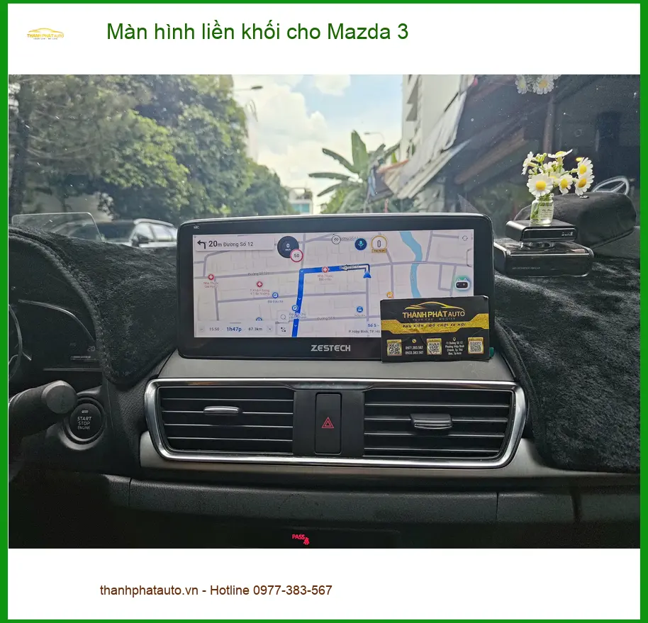 Chị Hà lắp màn hình liền khối Mazda 3 tại Phú Nhuận để nâng cấp nội thất ảnh thực tế 3