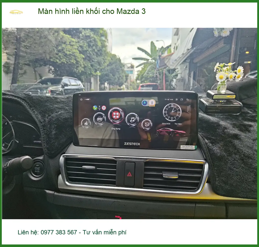 Chị Hà lắp màn hình liền khối Mazda 3 tại Phú Nhuận để nâng cấp nội thất ảnh thực tế 5