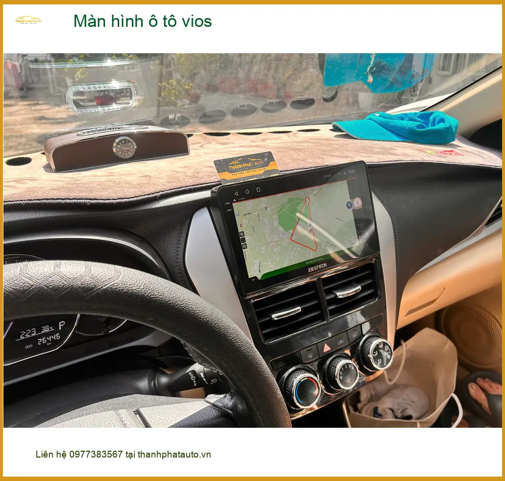 Chị Thanh Thúy lắp màn hình ô tô Vios tại Quận 1 vì màn zin cũ không còn sắc nét ảnh thực tế 5