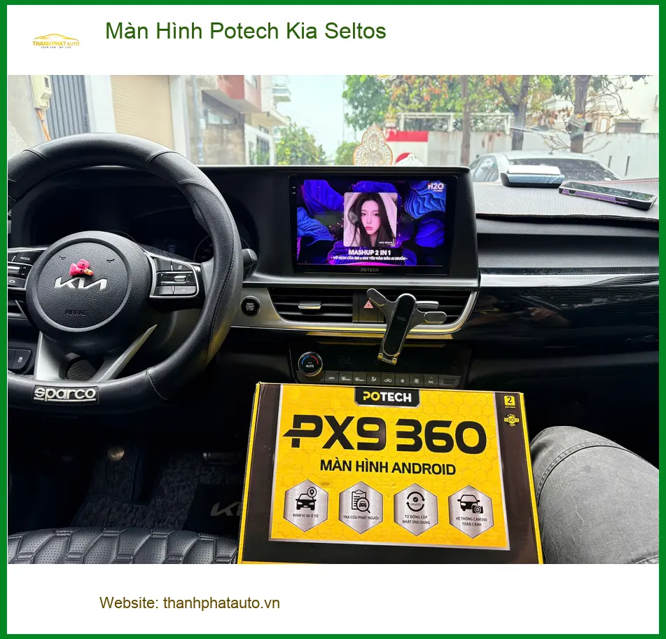 Chị Thảo lắp Màn Hình Potech Kia Seltos tại Quận 6 để nâng cấp tiện ích giải trí ảnh thực tế 2