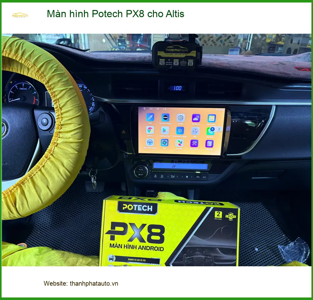 Cô Lan Anh nâng cấp màn hình Potech PX8 cho Altis tại Gò Vấp do màn hình zin lỗi thời