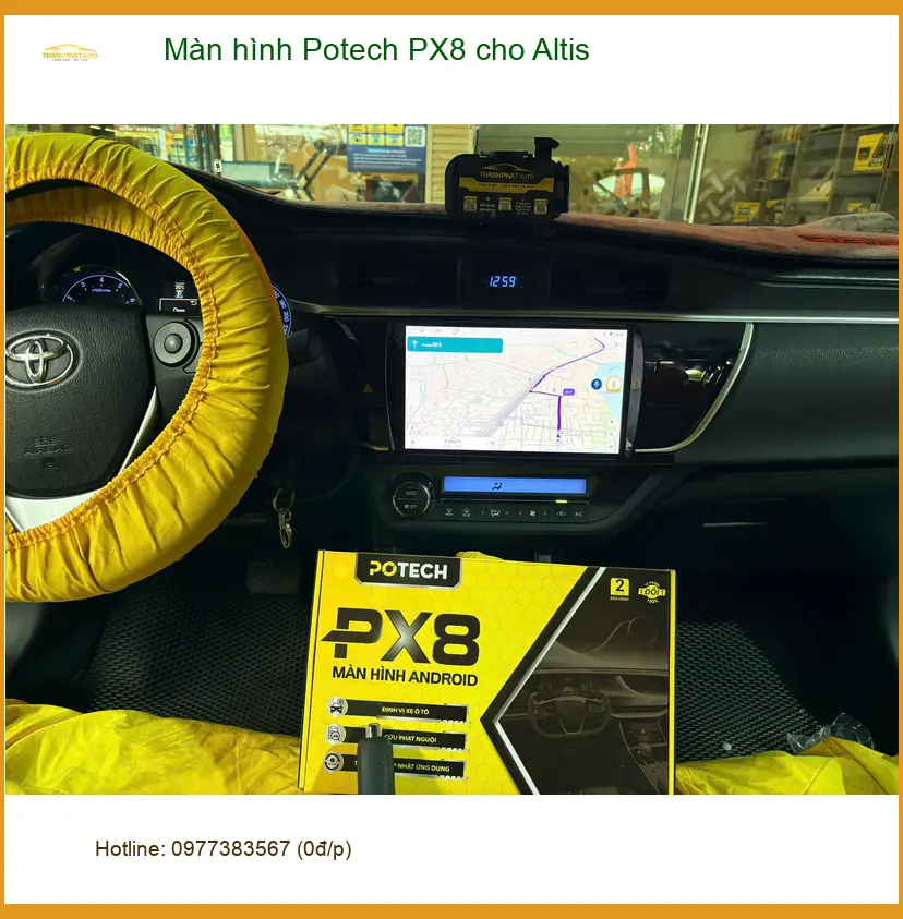 Cô Lan Anh nâng cấp màn hình Potech PX8 cho Altis tại Gò Vấp do màn hình zin lỗi thời ảnh thực tế 2