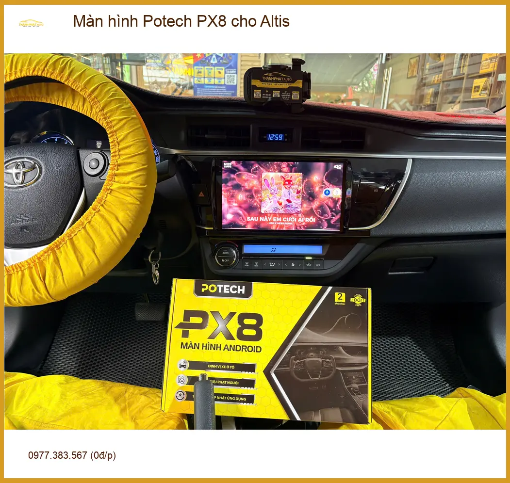 Cô Lan Anh nâng cấp màn hình Potech PX8 cho Altis tại Gò Vấp do màn hình zin lỗi thời ảnh thực tế 3