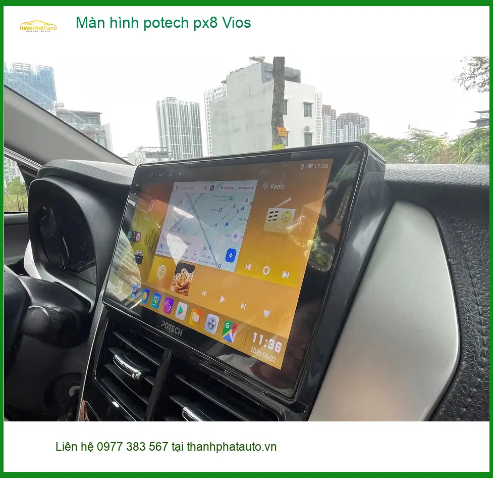 Chị Thảo lắp màn hình Potech PX8 cho Vios tại Quận 2 để nâng tầm giải trí