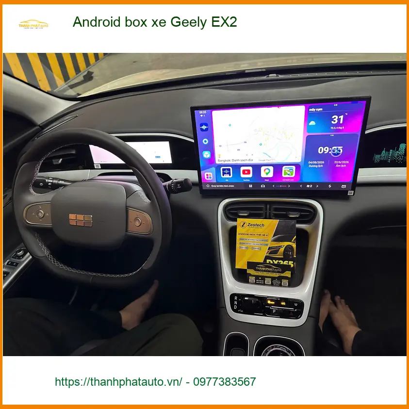 Anh Thanh lắp Android box xe Geely EX2 Quận 1 xem YouTube, bản đồ ảnh thực tế 2