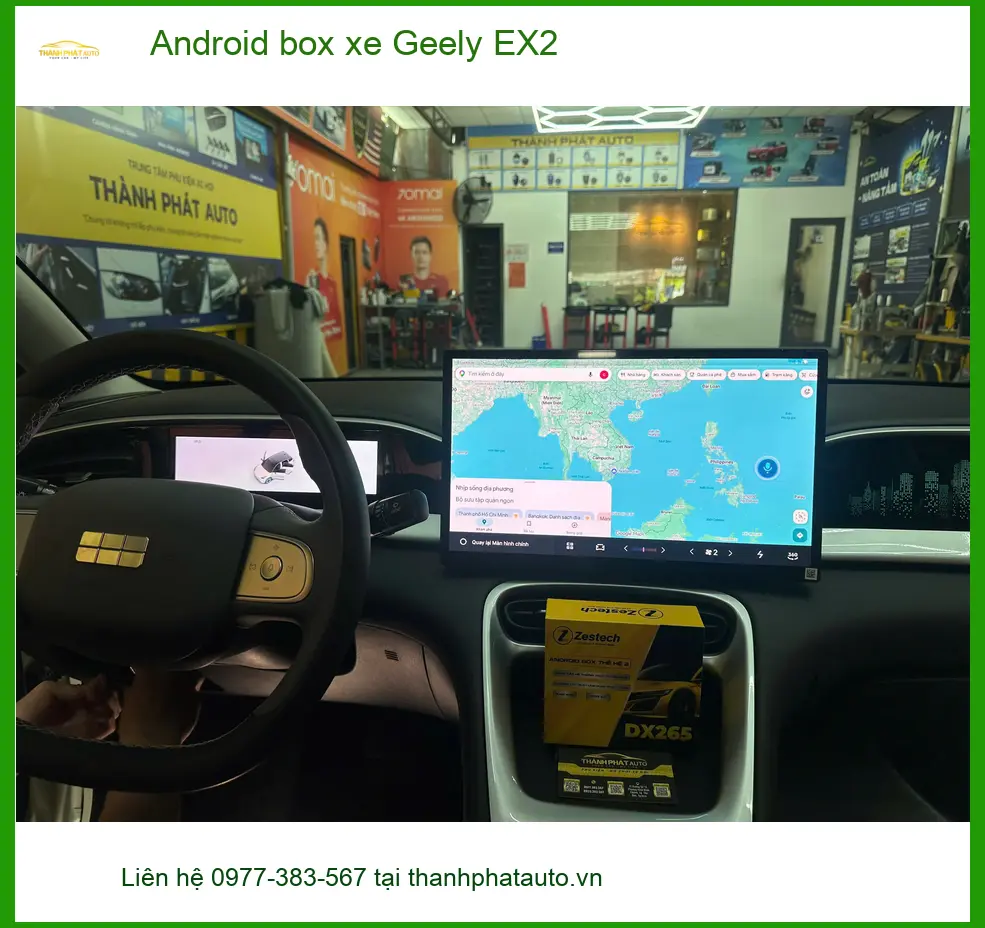 Anh Thanh lắp Android box xe Geely EX2 Quận 1 xem YouTube, bản đồ ảnh thực tế 4