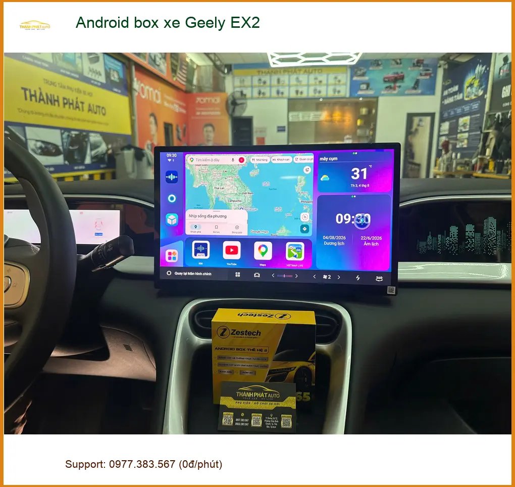 Anh Thanh lắp Android box xe Geely EX2 Quận 1 xem YouTube, bản đồ ảnh thực tế 5