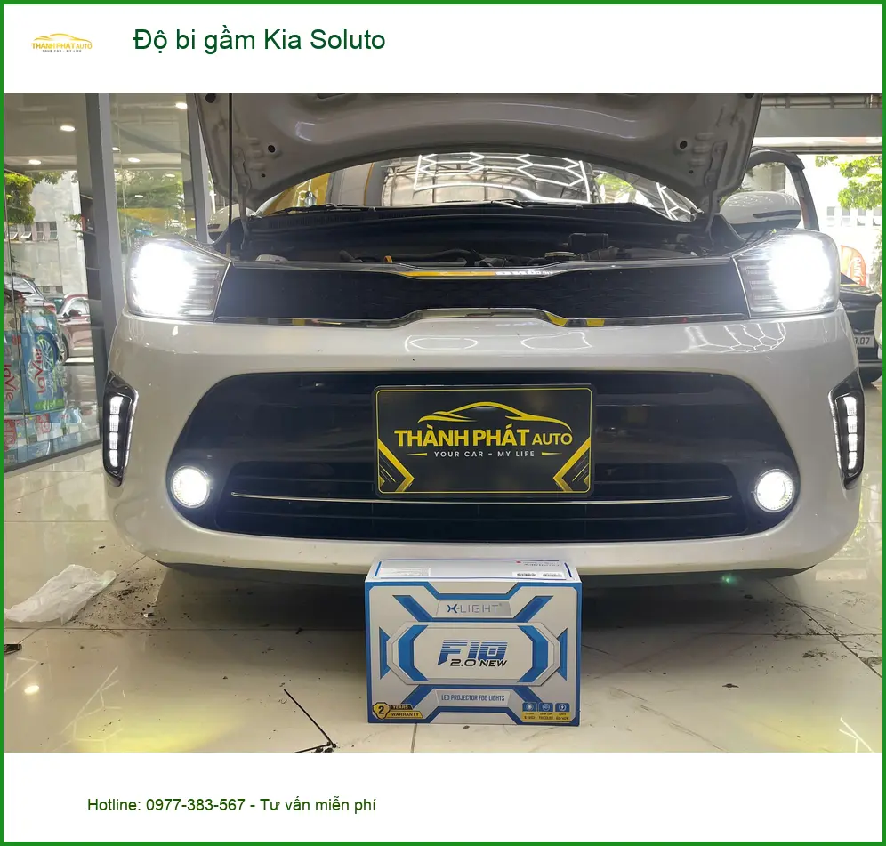 Anh Khang độ bi gầm Kia Soluto tại Quận 9 để cải thiện tầm nhìn khi lái xe đêm