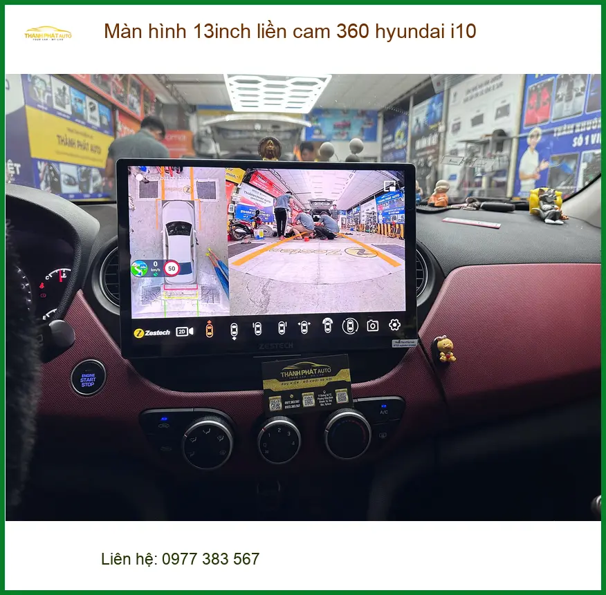 Anh Quang lắp màn hình 13inch liền cam 360 Hyundai i10 Quận 12 vì màn zin đã cũ ảnh thực tế 3