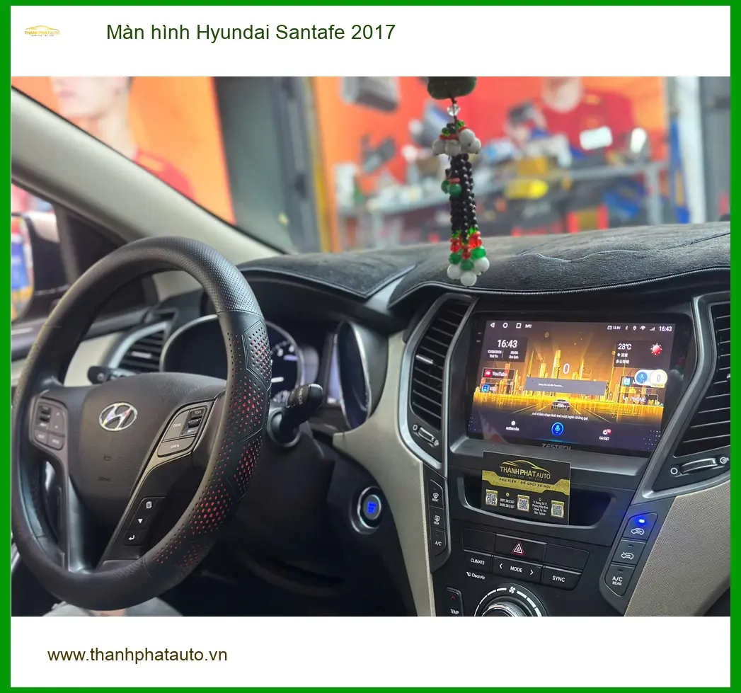 Anh Kiên lắp màn hình Hyundai Santafe 2017 tại Quận 12 vì màn hình zin không còn nhạy ảnh thực tế 4