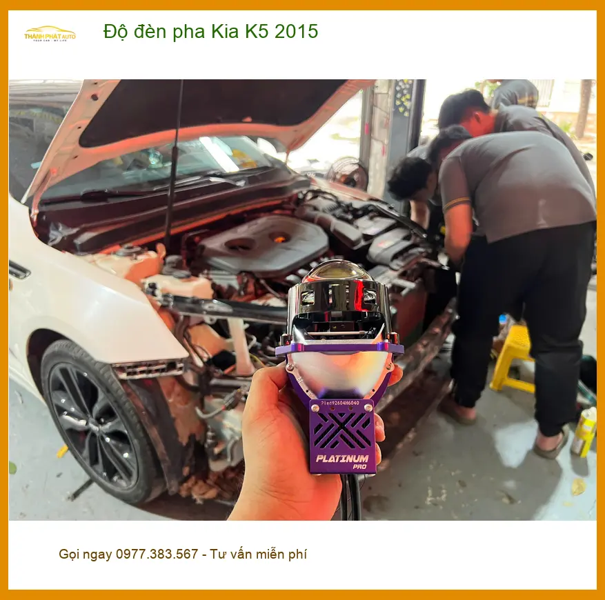 Anh Vỹ độ đèn pha Kia K5 2015 tại Thủ Đức để cải thiện tầm nhìn khi lái xe đêm ảnh thực tế 2