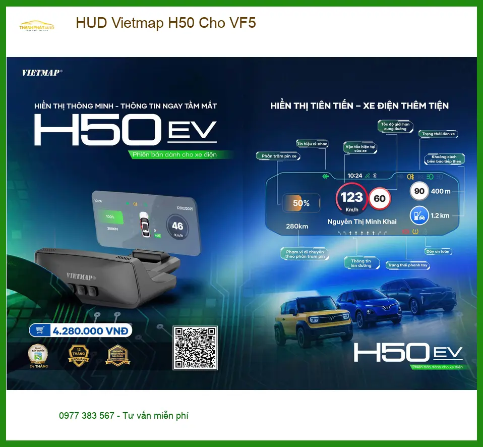 Anh Quang lắp HUD Vietmap H50 cho VF5 tại Quận 12 để lái xe an toàn. ảnh thực tế 2