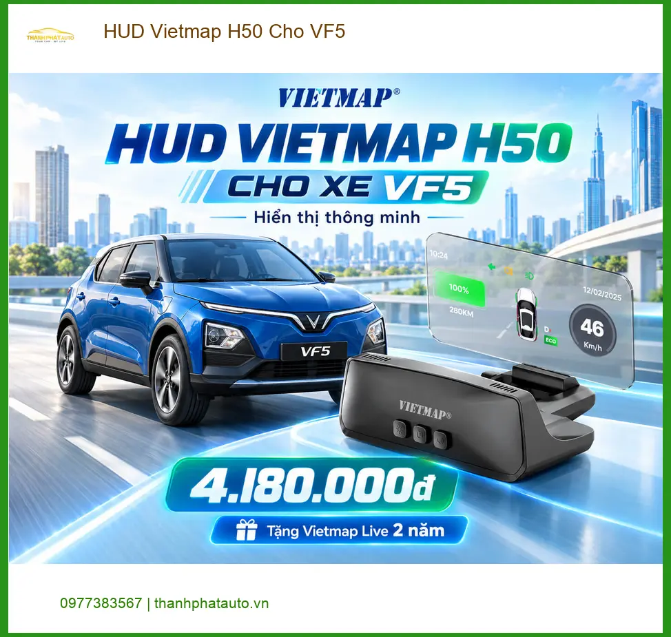 Anh Quang lắp HUD Vietmap H50 cho VF5 tại Quận 12 để lái xe an toàn. ảnh thực tế 3