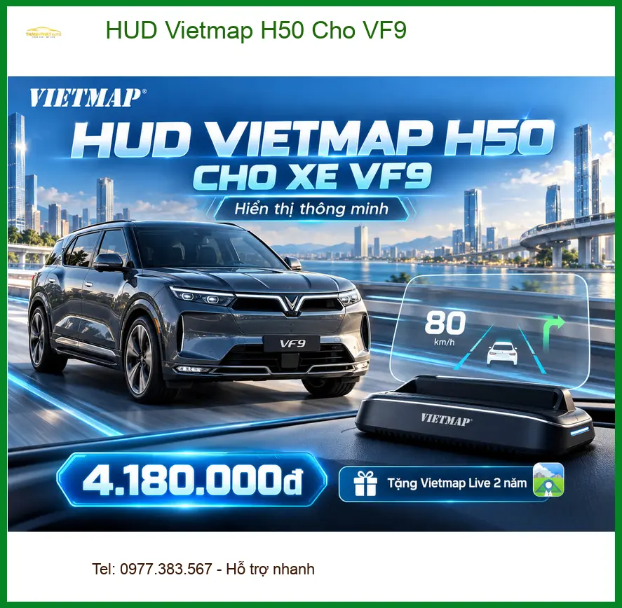 Anh Cường lắp HUD Vietmap H50 cho VinFast VF9 tại Quận Thủ Đức lái xe an toàn ảnh thực tế 2