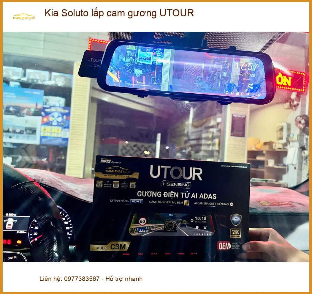 Anh Minh lắp cam gương UTOUR Kia Soluto tại Thủ Đức để lái xe an toàn