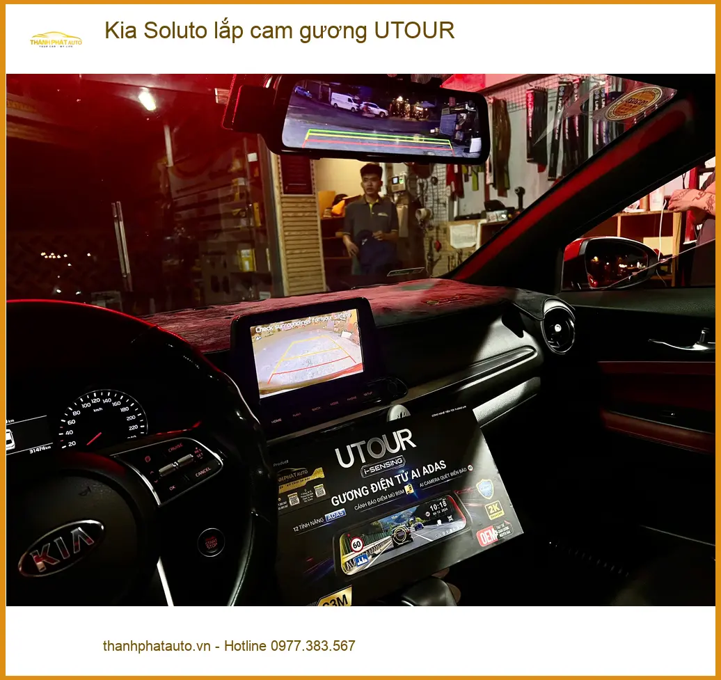 Anh Minh lắp cam gương UTOUR Kia Soluto tại Thủ Đức để lái xe an toàn ảnh thực tế 2