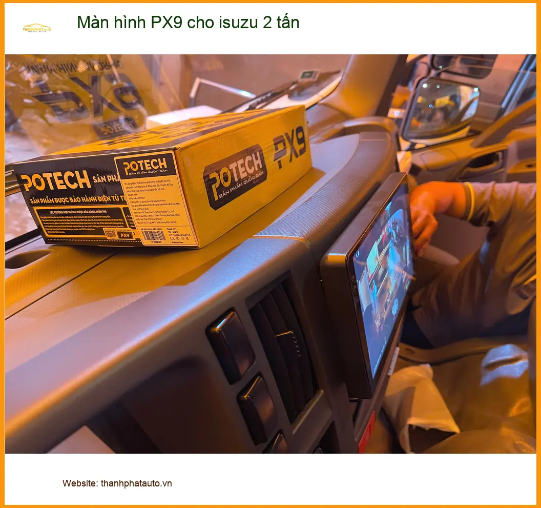 Anh Quang lắp màn hình PX9 cho isuzu 2 tấn ở Quận 9 để tiện theo dõi hành trình ảnh thực tế 2