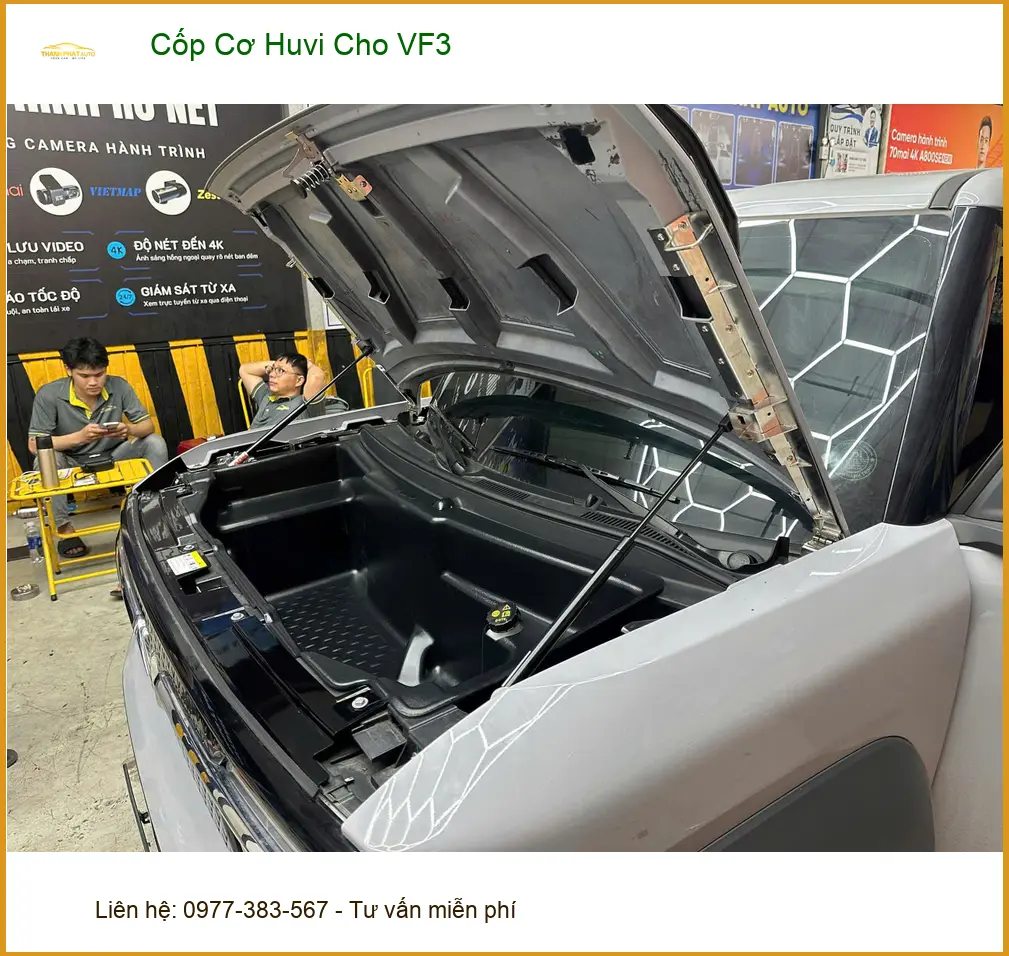 Chị Thùy lắp cốp cơ Huvi cho VinFast VF3 tại Quận 12 vì cần sự tiện lợi