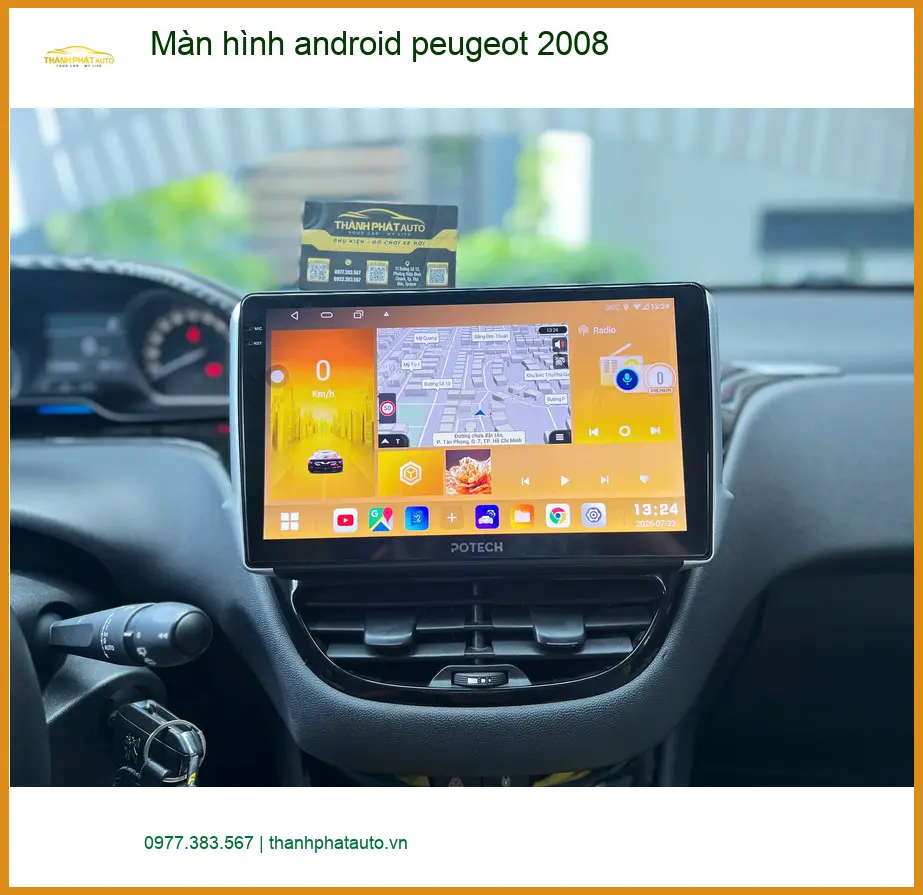 Chú Minh lắp màn hình Android Peugeot 2008 tại Cần Giờ để tiện xem bản đồ ảnh thực tế 2